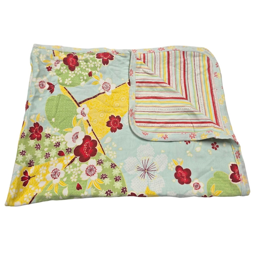 Baby Nay Cotton Blanket Floral Patchwork Stripe Reversible Nursery Vintage